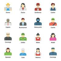 Professional People Flat Vector Icons Set