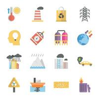 Global Climate Flat Icons Set vector