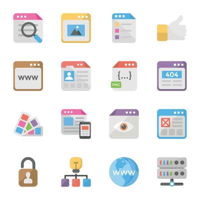 Pack of Web Content Flat Icons