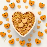 AI generated a 3d heart shaped cookies with pasta n isolated white background. generated with AI photo