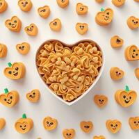 AI generated a 3d heart shaped cookies with pasta n isolated white background. generated with AI photo