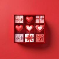 AI generated a 3d gift box with heart and ribbon on isolated white background. generated with AI photo