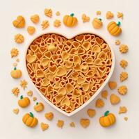 AI generated a 3d heart shaped cookies with pasta n isolated white background. generated with AI photo