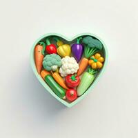 AI generated a 3d heart shaped vegetables on isolated white background. generated with AI photo