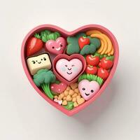 AI generated a 3d heart shaped vegetables on isolated white background. generated with AI photo