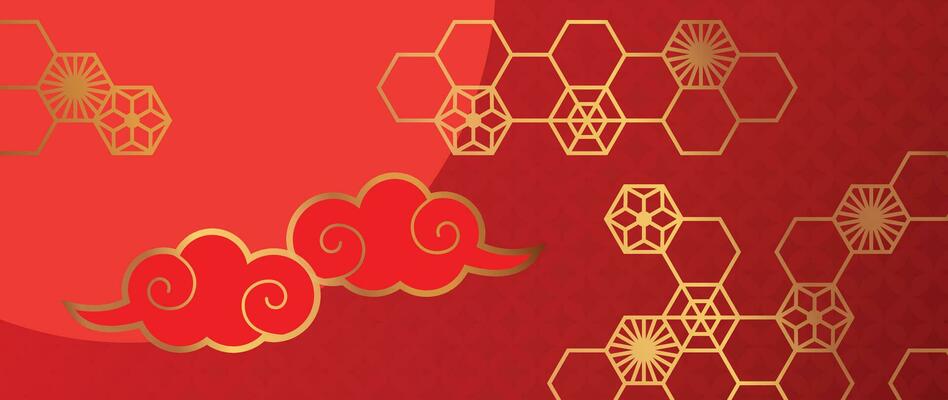 Happy Chinese new year background vector. Year of the dragon design wallpaper with cloud, coin, chinese pattern. Modern luxury oriental illustration for cover, banner, website, decor.