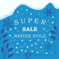 flash sale banner template design minimalist winter background vector