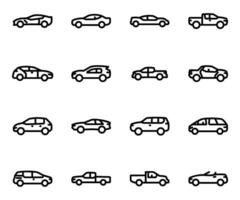 paquete de automotor, carros y automóviles íconos vector