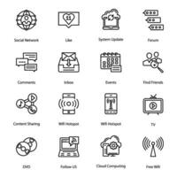 Social Networking Line Icons Set vector