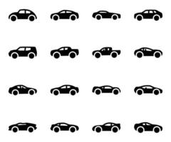 Pack of Types of Automobiles Icons vector