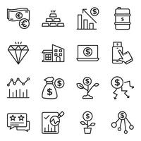 Pack of Finance and Business Line Icons vector
