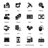 Social Networking Glyph Vectors Pack