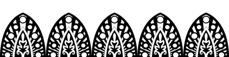 simple mandala Horizontal mandala line pattern. Black pattern brush on white background. vector