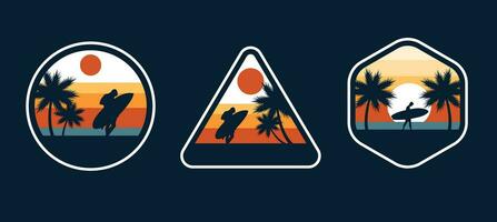 surfing artwork for badge design vector