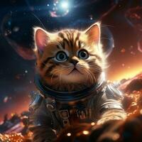AI generated Cute Cat Works as an Astronaut photo