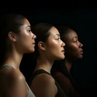 AI generated The beauty of diversity in side profiles as women from various ethnic photo