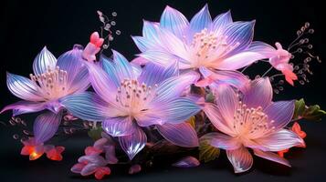 ai generado 3d floreciente flor vistoso floral fantasía foto