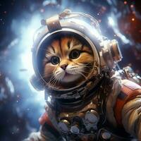 AI generated Cute Cat Works as an Astronaut photo