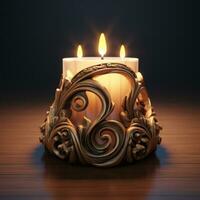 AI generated Antique Candle Holder With Flame photo