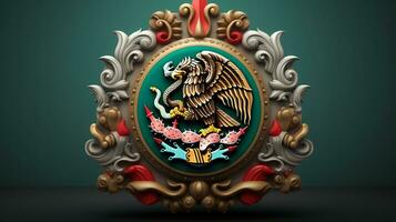 AI generated 3D Render Of Mexico Emblem photo