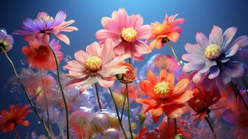 AI generated 3D Blooming Flower Colorful Floral Fantasy photo