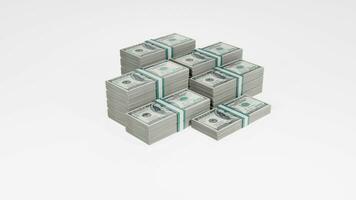Stack of dollar bills on a white background photo