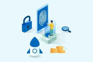 isometric data security illustration vector