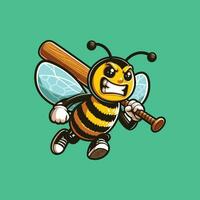 enojado abeja béisbol ilustración vector