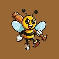 ANGRY BEE BASEBALL ILLUSTRATION VECTOR