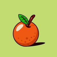 an orange with a leaf on it is shown vector