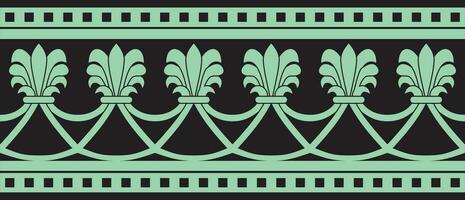 Vector endless green with black national persian ornament. Seamless frame, border ethnic pattern of Iranian civilization.