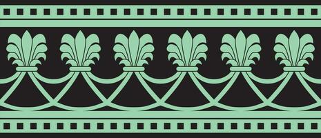 Vector endless green with black national persian ornament. Seamless frame, border ethnic pattern of Iranian civilization.