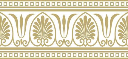 Vector golden seamless classic greek ornament. Endless European pattern. Border, frame Ancient Greece, Roman Empire.