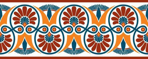 Vector colored seamless ornament of ancient Greece. Classic Endless pattern frame border Roman Empire.