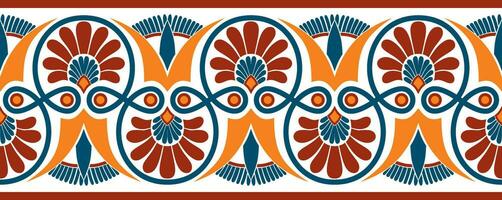 Vector colored seamless ornament of ancient Greece. Classic Endless pattern frame border Roman Empire.