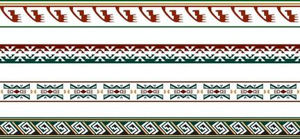 Vector set of colored Native American national borders. frames in the style of the Aztecs, Mayans, Incas.