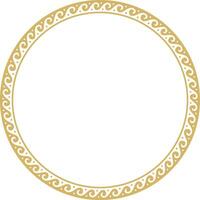 Vector round gold classic frame. Greek wave meander. Patterns of Greece and ancient Rome. Circle european border