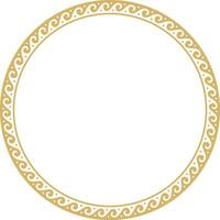 Vector round gold classic frame. Greek wave meander. Patterns of Greece and ancient Rome. Circle european border