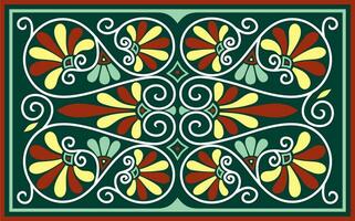 Vector colored green square classical ornament of Ancient Greece and Roman Empire. Tile, Arabesque, Byzantine pattern