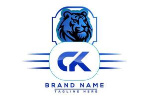 CK Tiger logo Blue Design. Vector logo design for business.