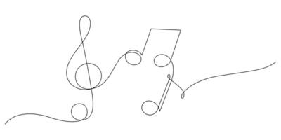 music concept with music notes in one line drawing minimalism vector