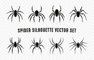 Spider Silhouettes vector set, Spiders black silhouette bundle