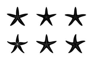 conjunto de estrella de mar silueta vector gratis