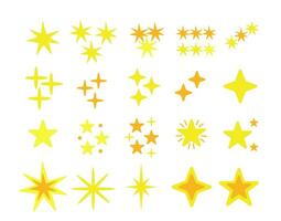 Set of star vector shapes. Yellow sparkles set. Templates for design, posters, projects, banners, logo, and business cards