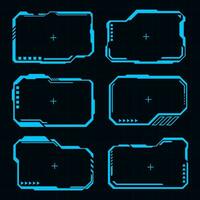 Vector HUD frame technology futuristic interface element. Focus sci-fi square shape design