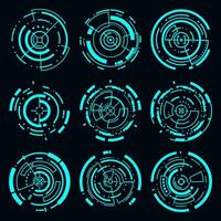 Vector circle HUD frame cyberpunk interface technology futuristic element.