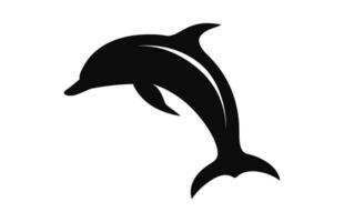 A Dolphin vector silhouette icon isolated on a white background