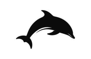 A Dolphin vector silhouette icon isolated on a white background