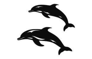 A Couple Dolphin vector silhouette