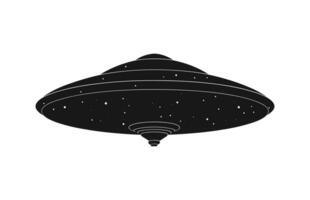 A Space UFO vector black silhouette isolated on a white background